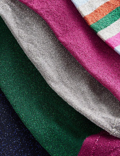 5-Pack Sparkle Trainer Socks-Metallic-2