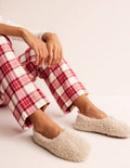 Borg Ballerina Slippers-Natural Borg