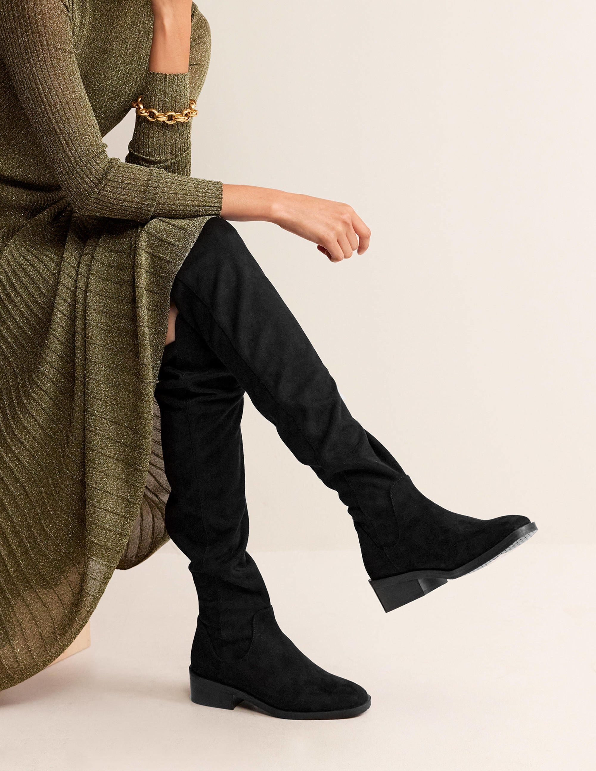 Over-The-Knee Stretch Boots-Black - Image 1