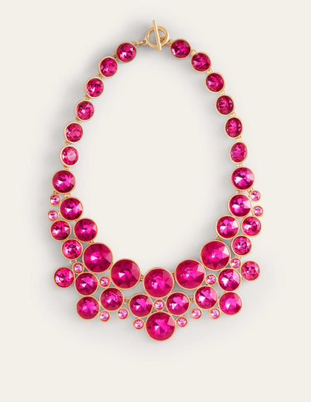 Andrea Jewel-Cluster Necklace-Hot Pink