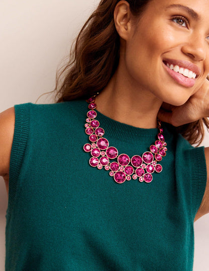 Andrea Jewel-Cluster Necklace-Hot Pink-1