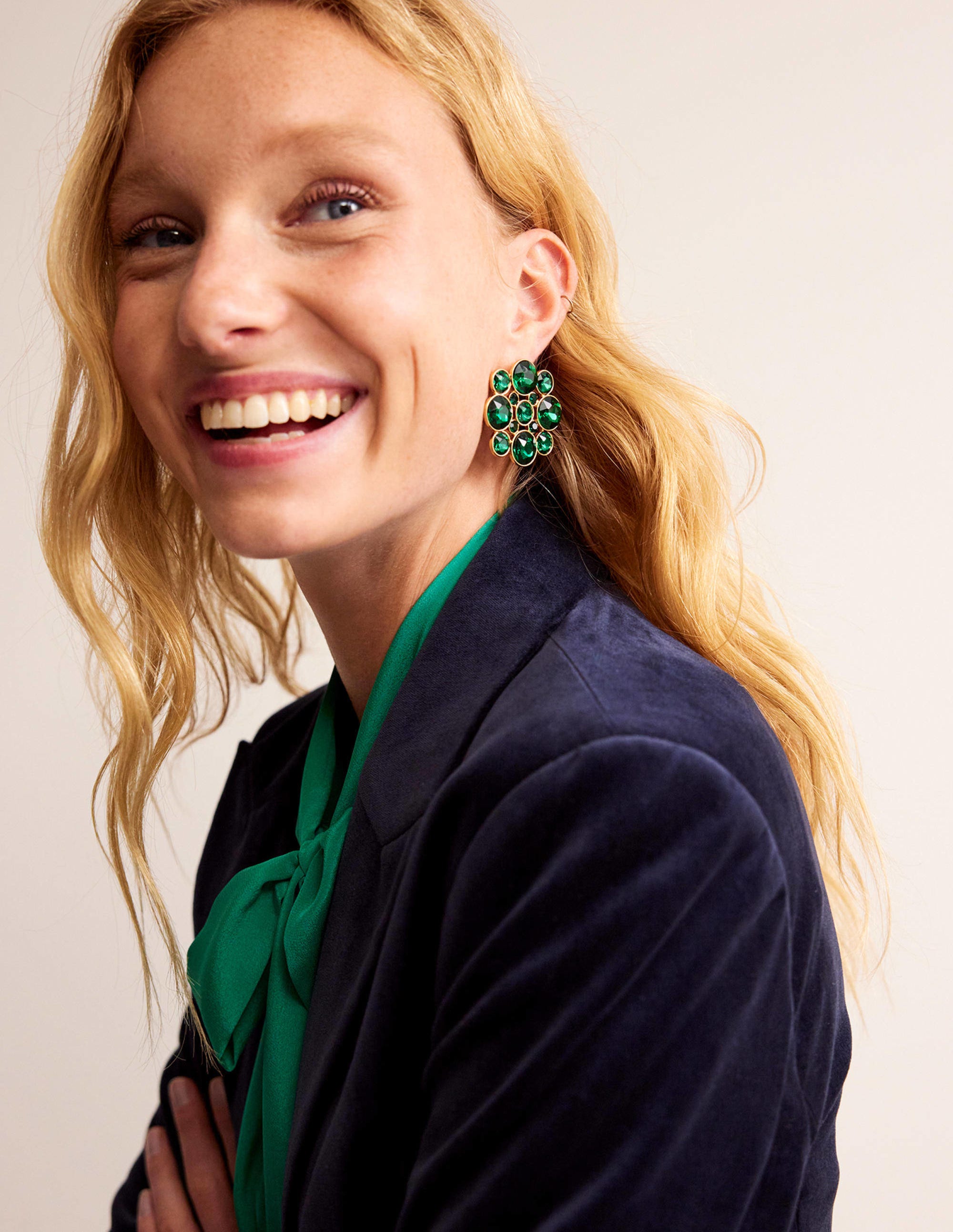 Andrea Jewel-Cluster Earrings-Green - Image 1