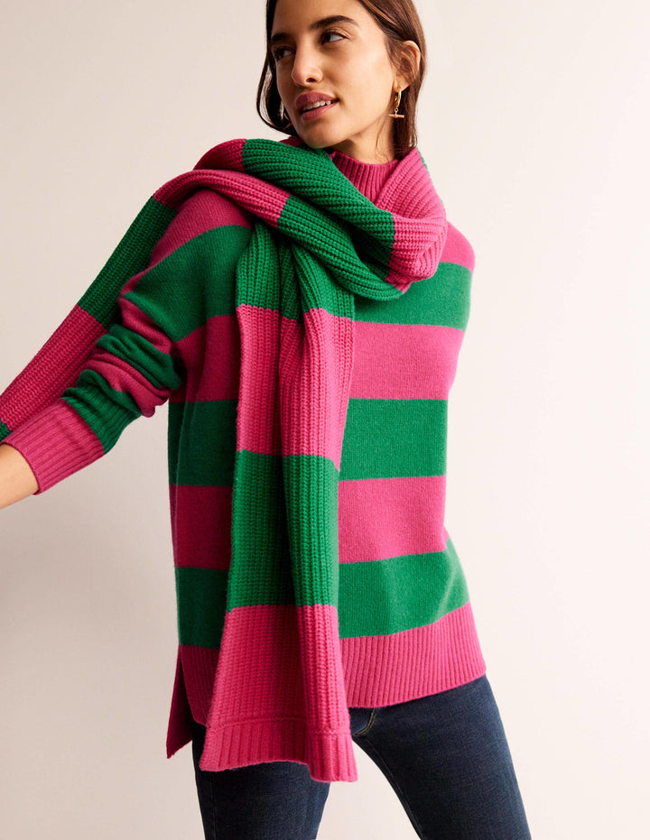 Colour Block Scarf-Vibrant Pink/ Veridian Green