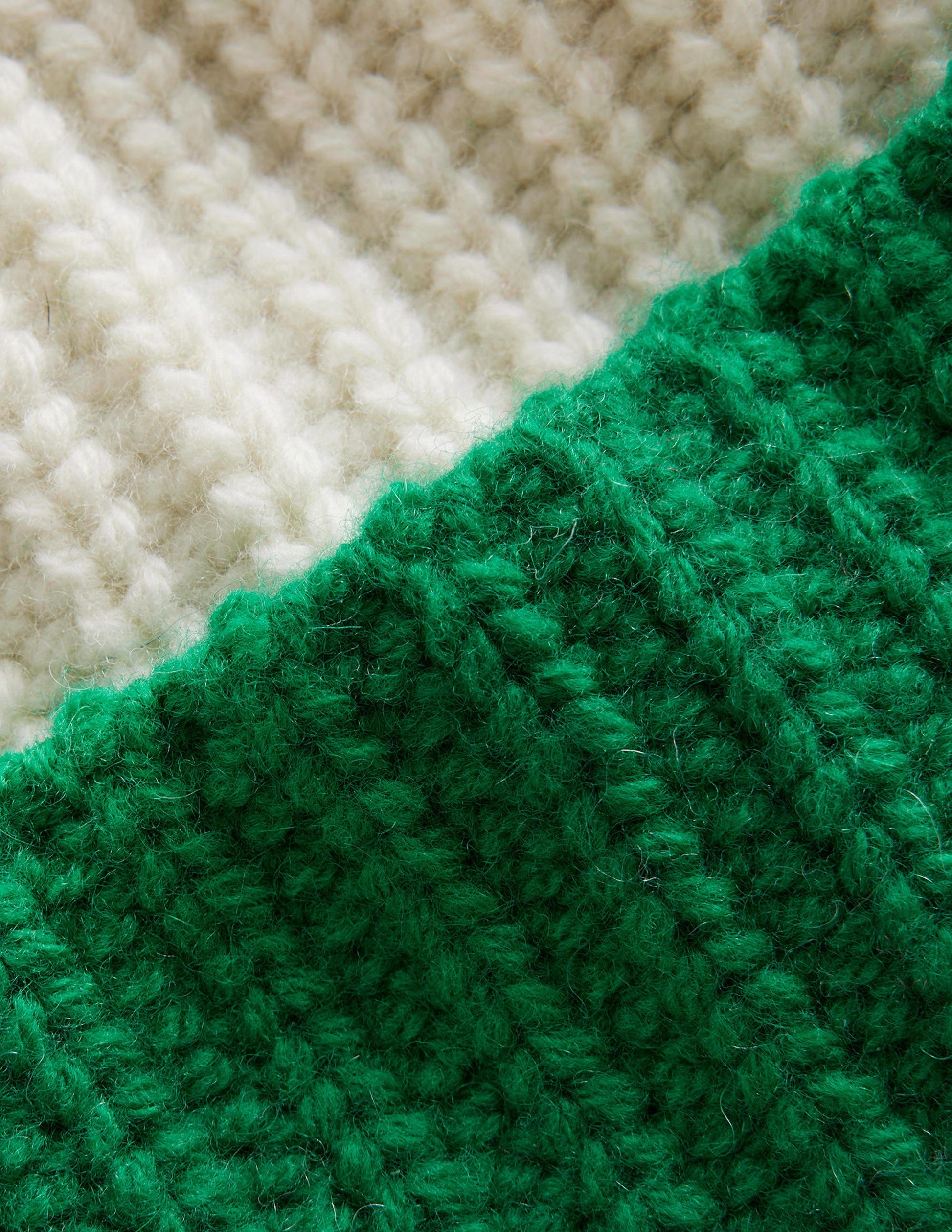 Colour Block Beanie Hat-Navy, Veridian Green and Ivory-3