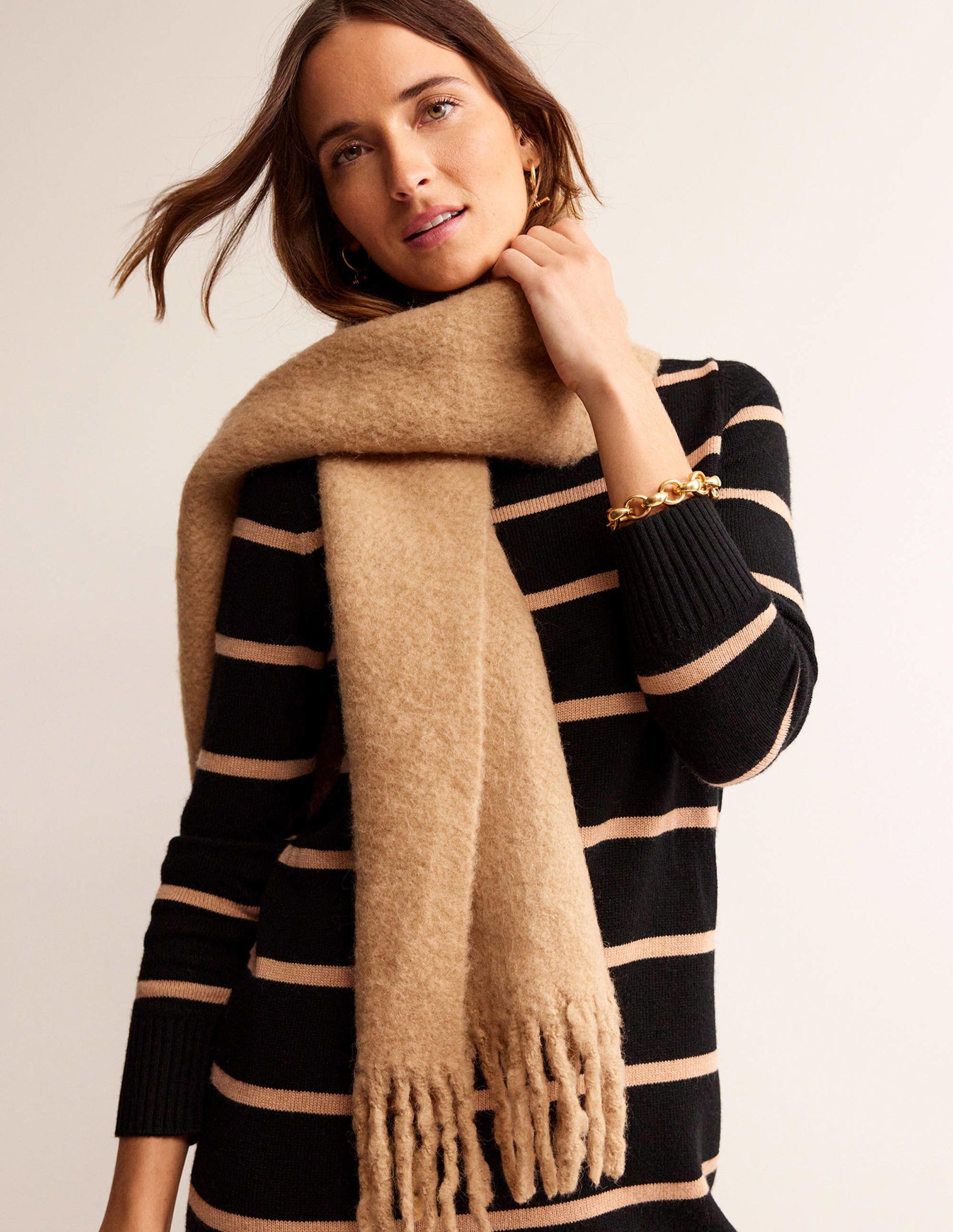Fluffy Scarf-Camel-1
