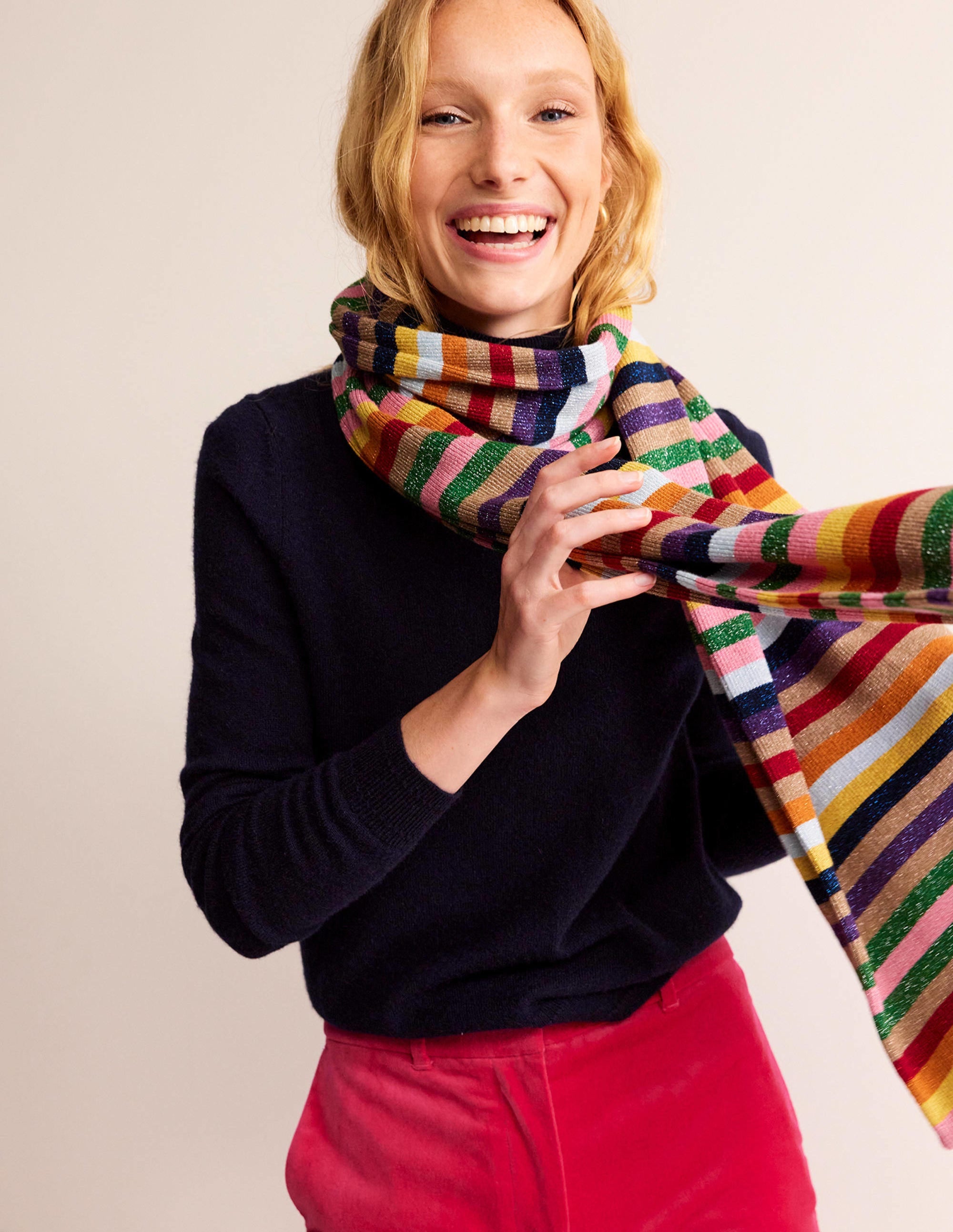 Metallic-Stripe Scarf-Rainbow - Image 1