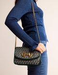 Snaffle-Trim Cross-Body Bag-Jacquard