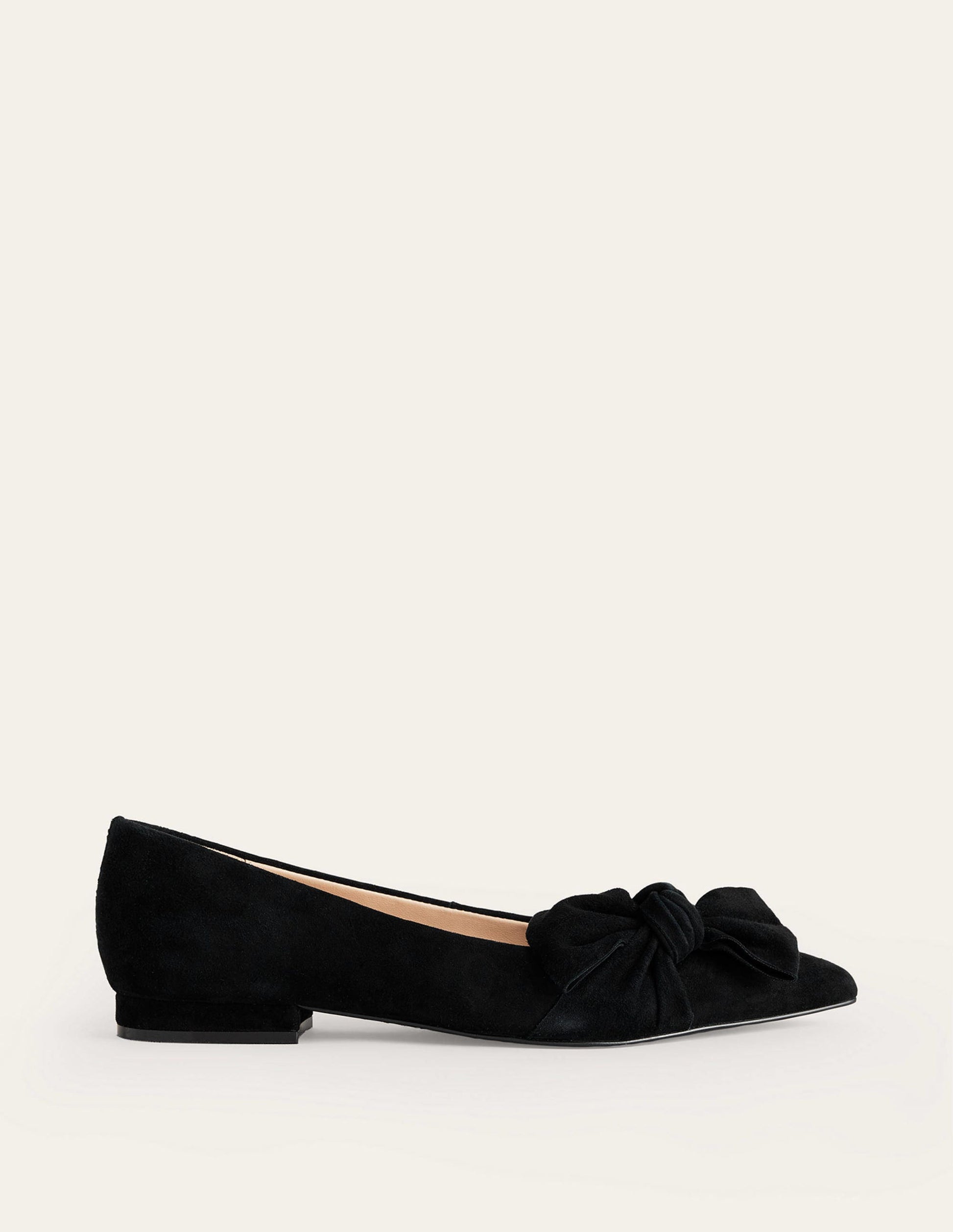 Bow Ballet Flats-Black Suede-2