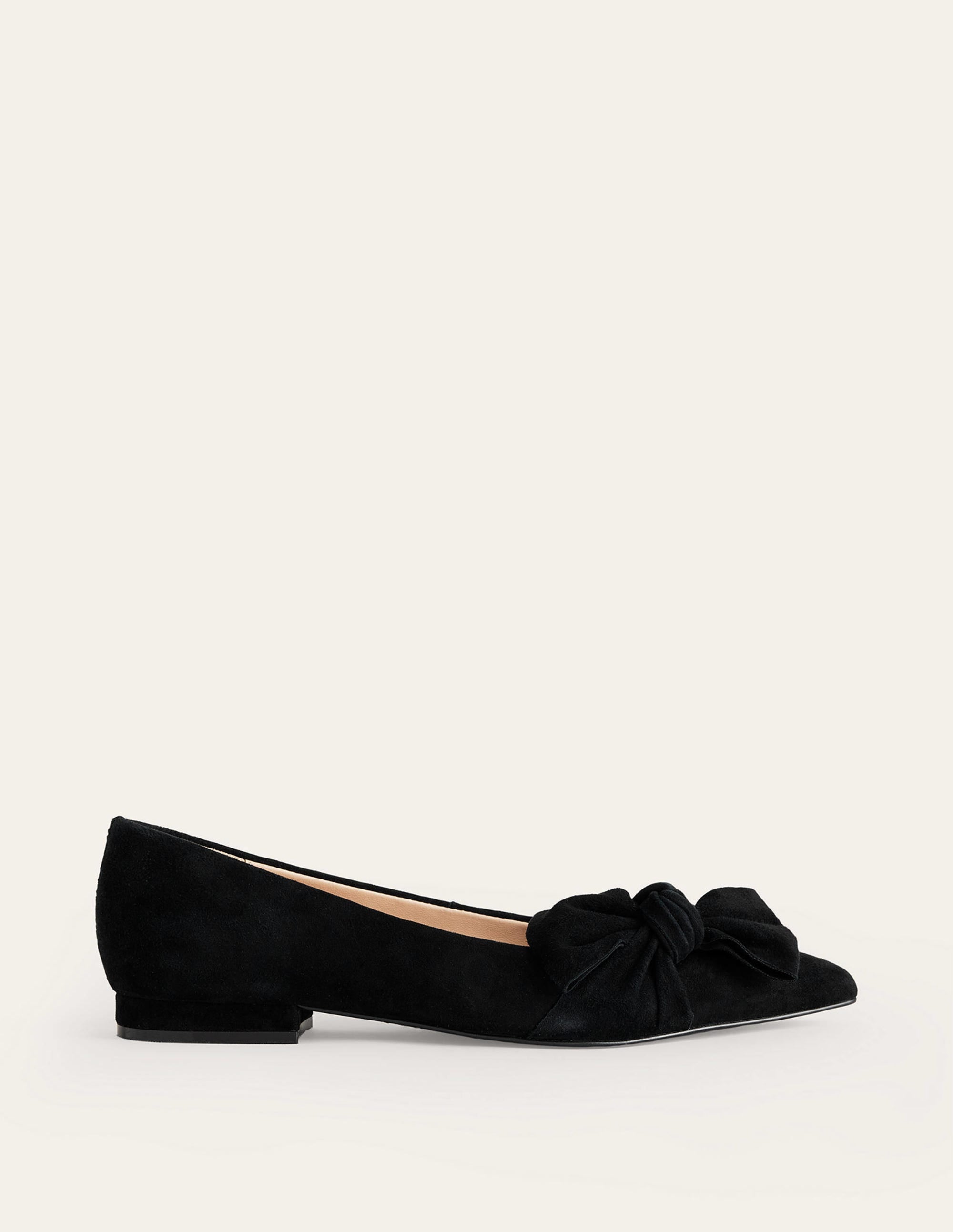 Bow Ballet Flats-Black Suede - Image 2