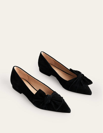 Bow Ballet Flats-Black Suede-3