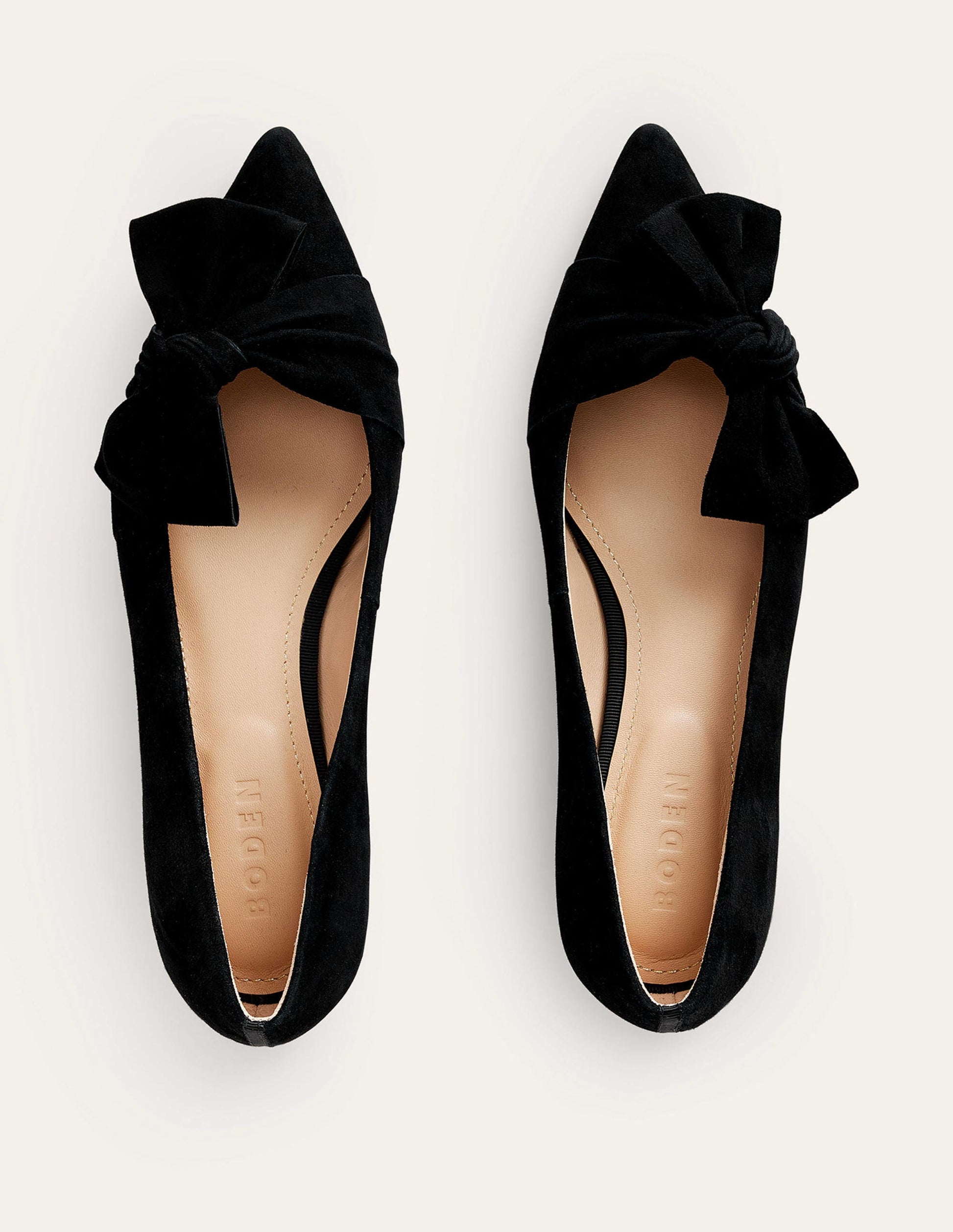 Bow Ballet Flats-Black Suede-5
