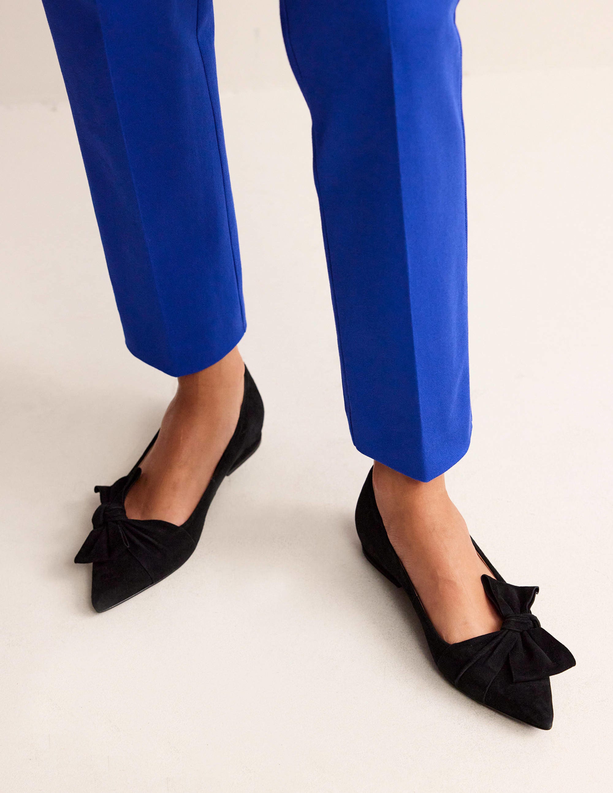 Bow Ballet Flats-Black Suede - Image 1