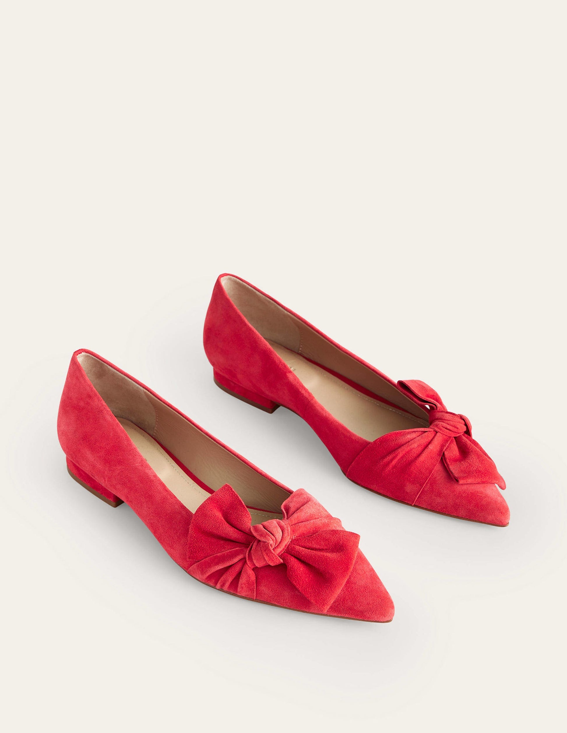 Bow Ballet Flats-Brilliant Red Suede-3