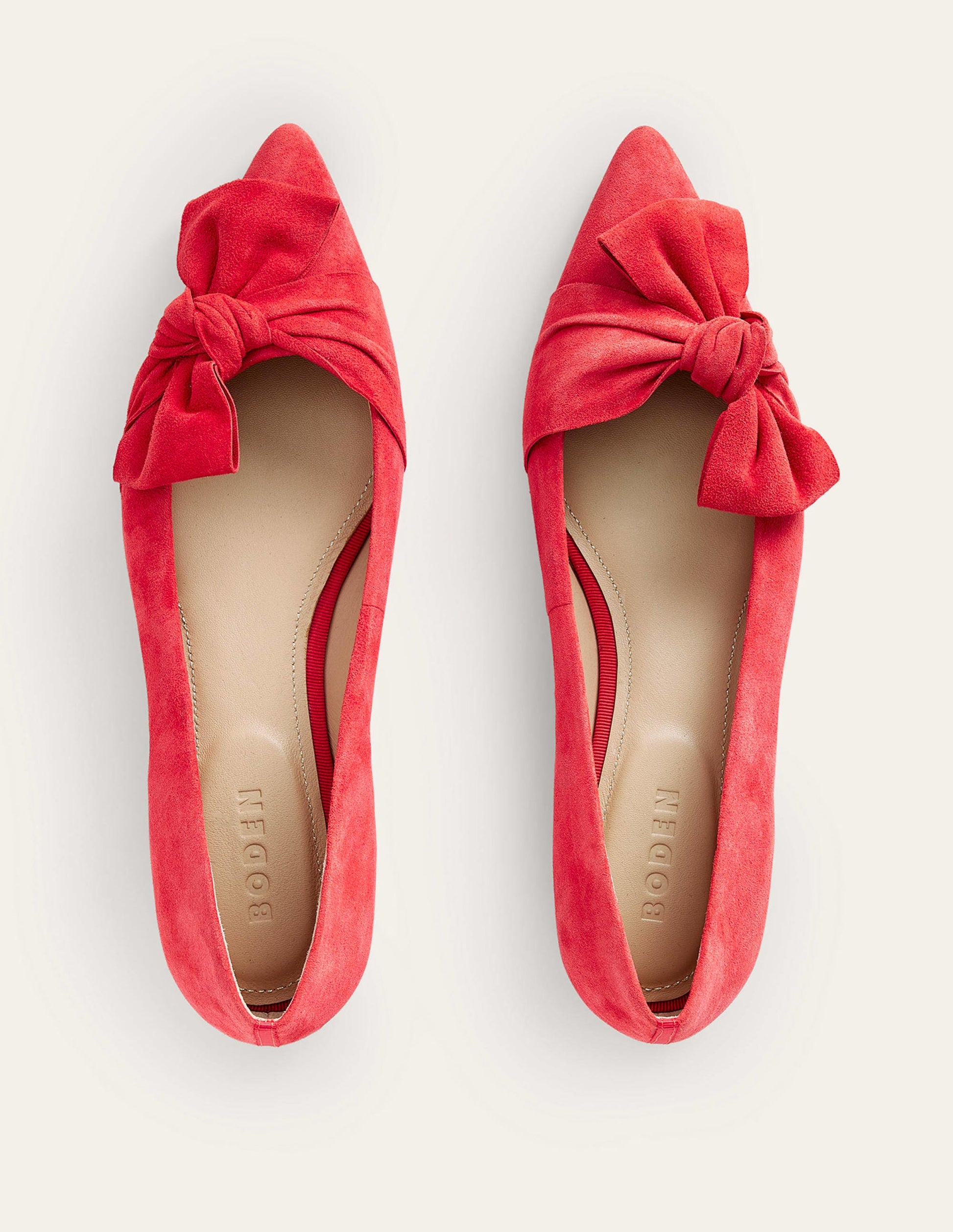 Bow Ballet Flats-Brilliant Red Suede-5