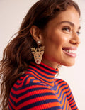 Festive Embellished Earrings-Rudolph