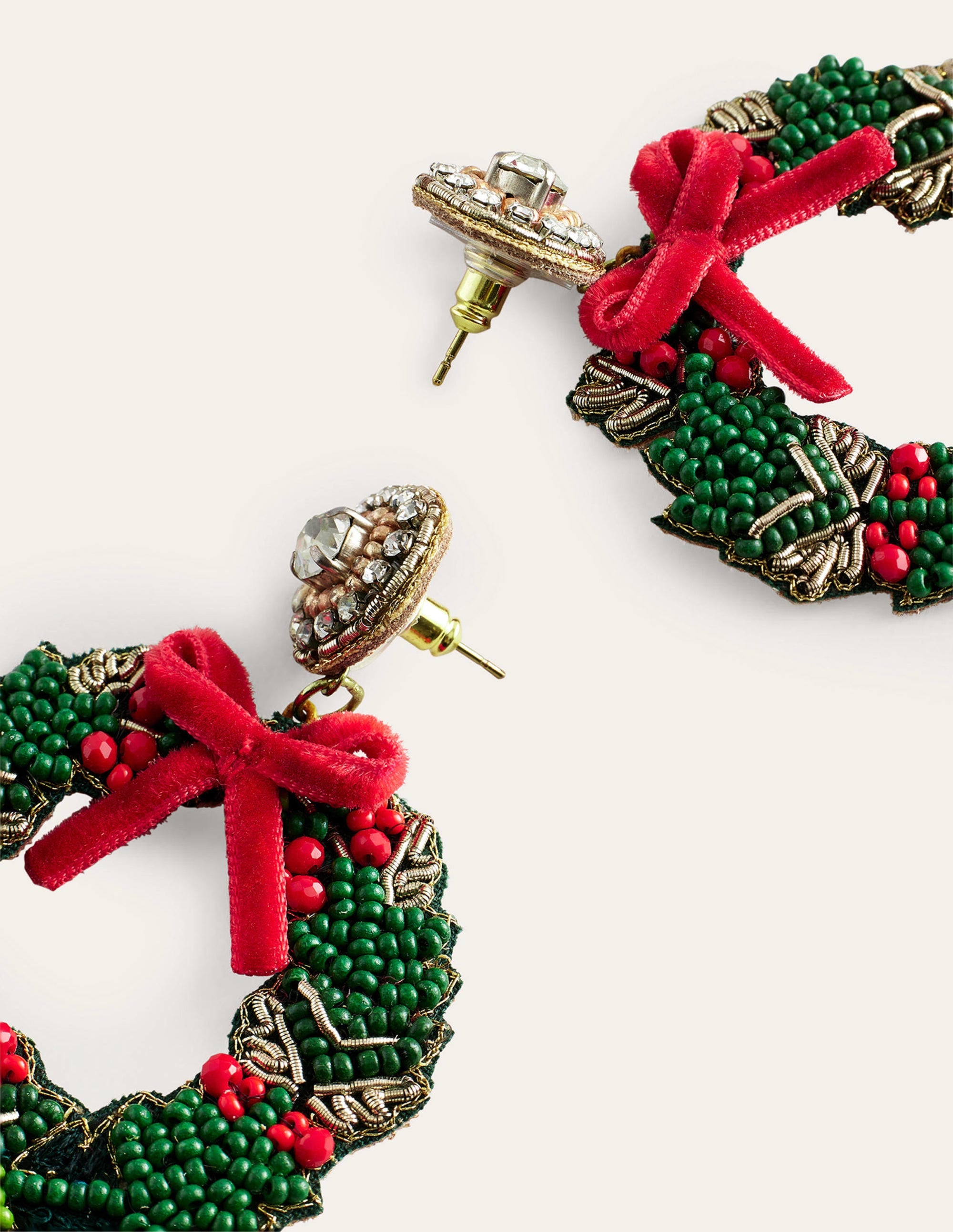 Festive Embellished Earrings-Wreath - Image 3