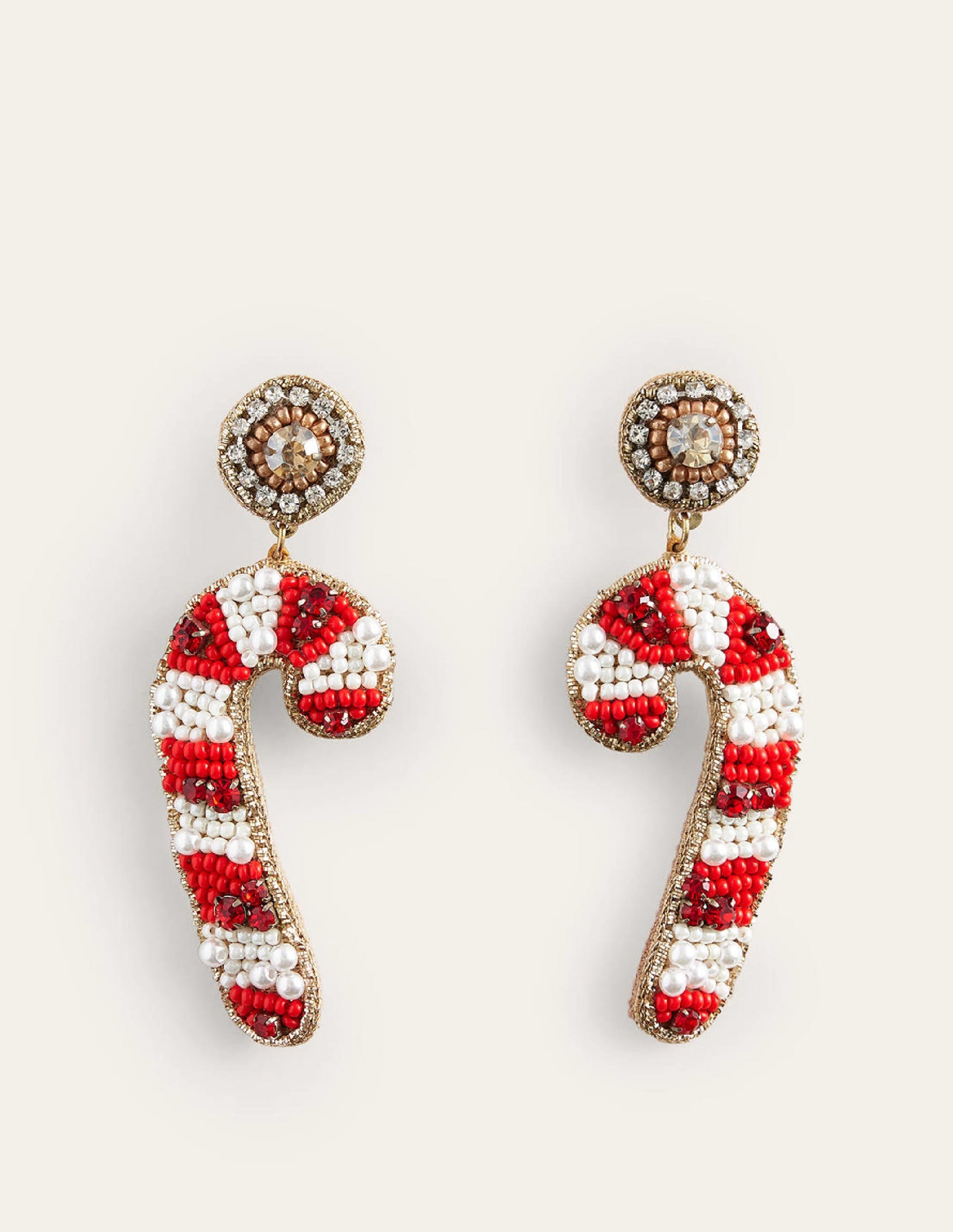 Festive Embellished Earrings-Candy Cane - Image 2