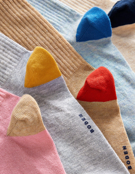 5-Pack Ribbed Ankle Socks-Multi, Neutral