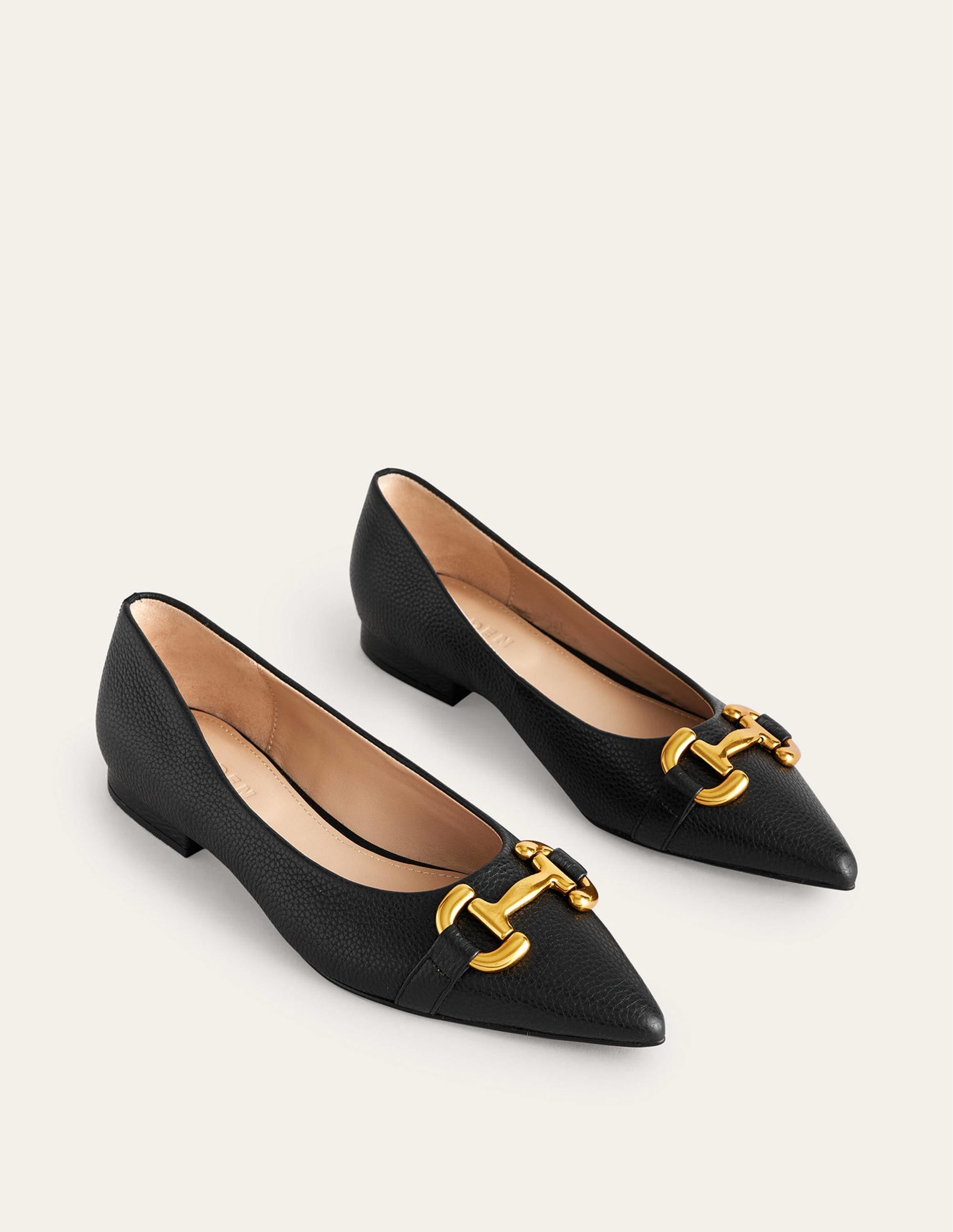 Iris Snaffle Ballet Flat-Black Tumbled Leather - Image 3
