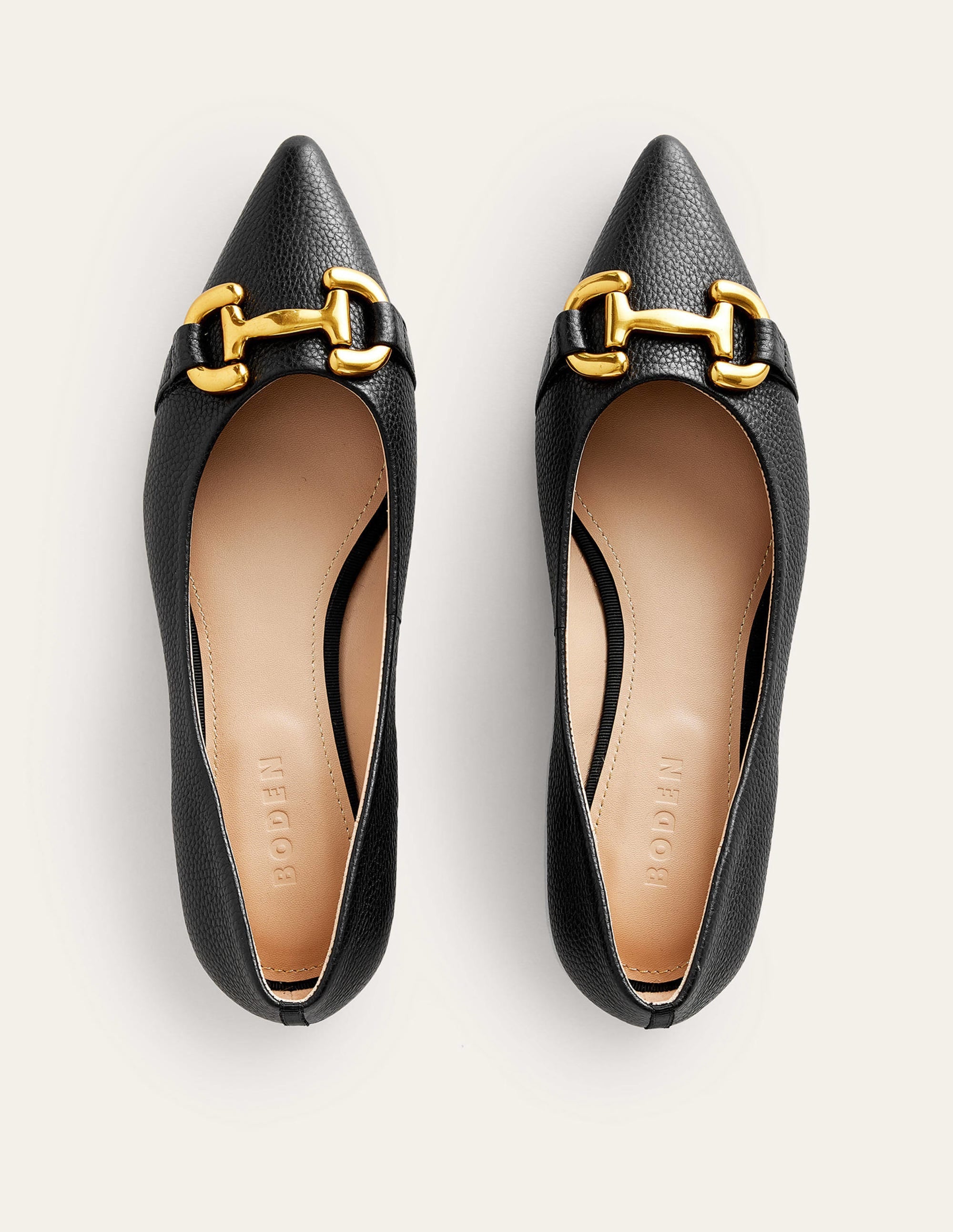 Iris Snaffle Ballet Flat-Black Tumbled Leather - Image 5
