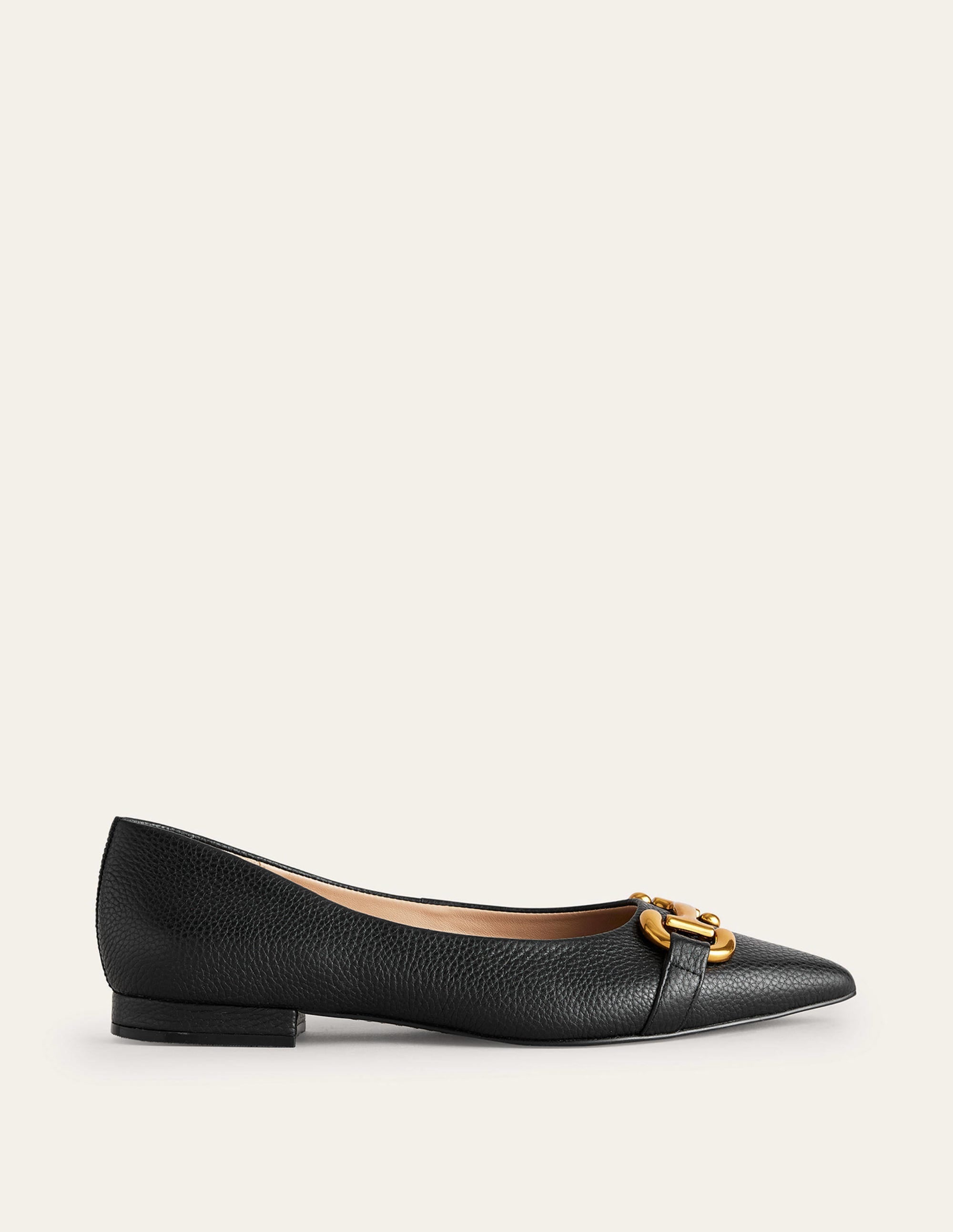 Iris Snaffle Ballet Flat-Black Tumbled Leather - Image 2