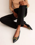 Iris Snaffle Ballet Flat-Black Tumbled Leather