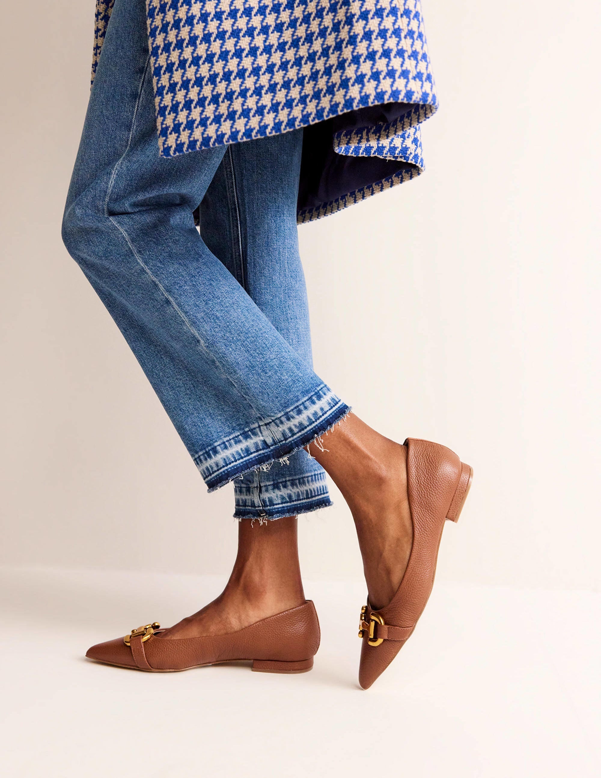 Iris Snaffle Ballet Flat-Tan Tumbled Leather - Image 1