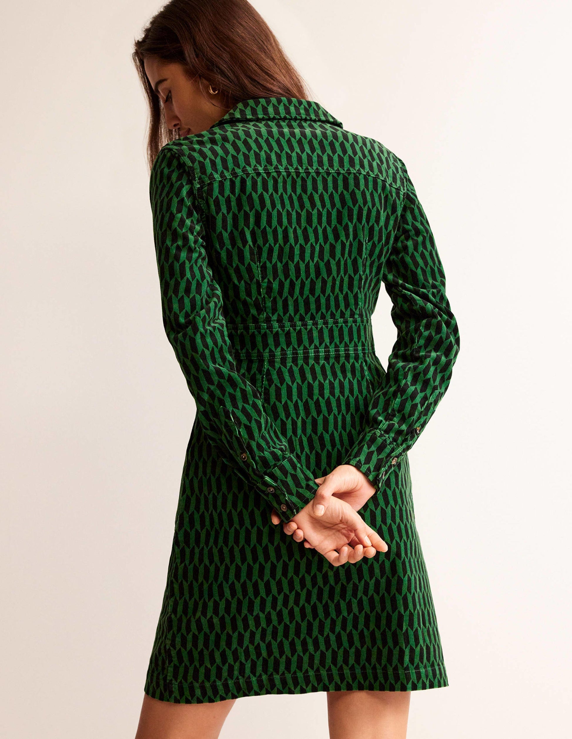 Flora Cord Shirt Dress-Amazon Green, Block Tile-3