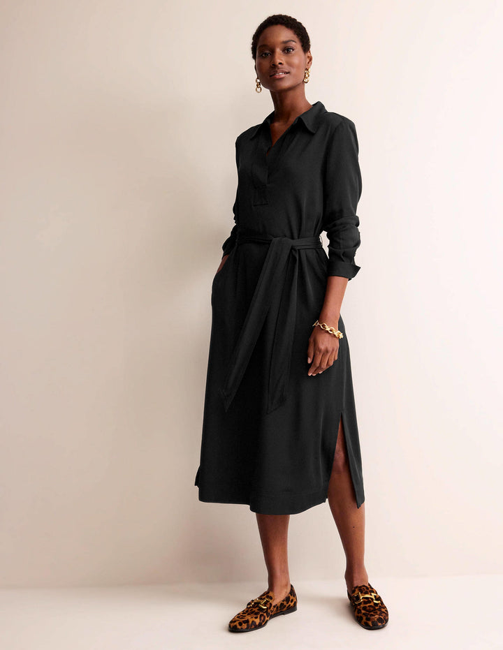 Clean Midi Pop Over Dress-Black