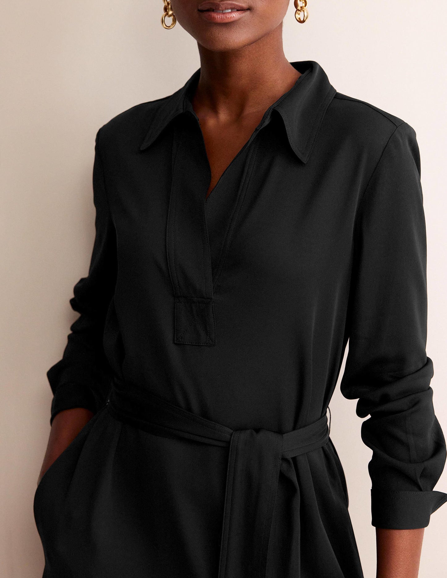 Clean Midi Pop Over Dress-Black