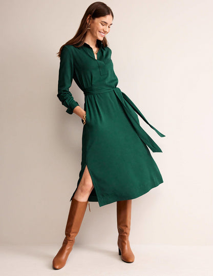 Clean Midi Pop Over Dress-Emerald Night-1