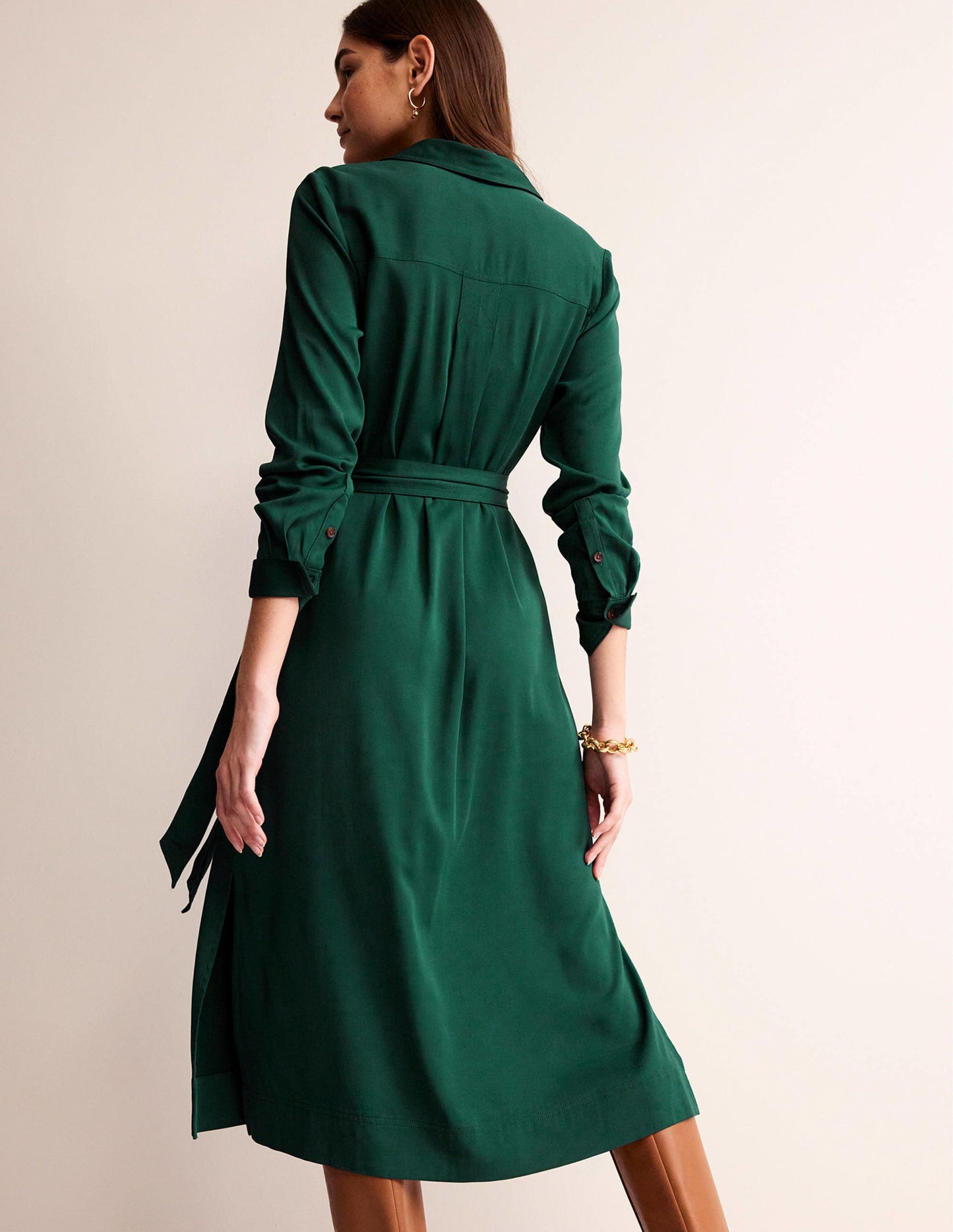 Clean Midi Pop Over Dress-Emerald Night