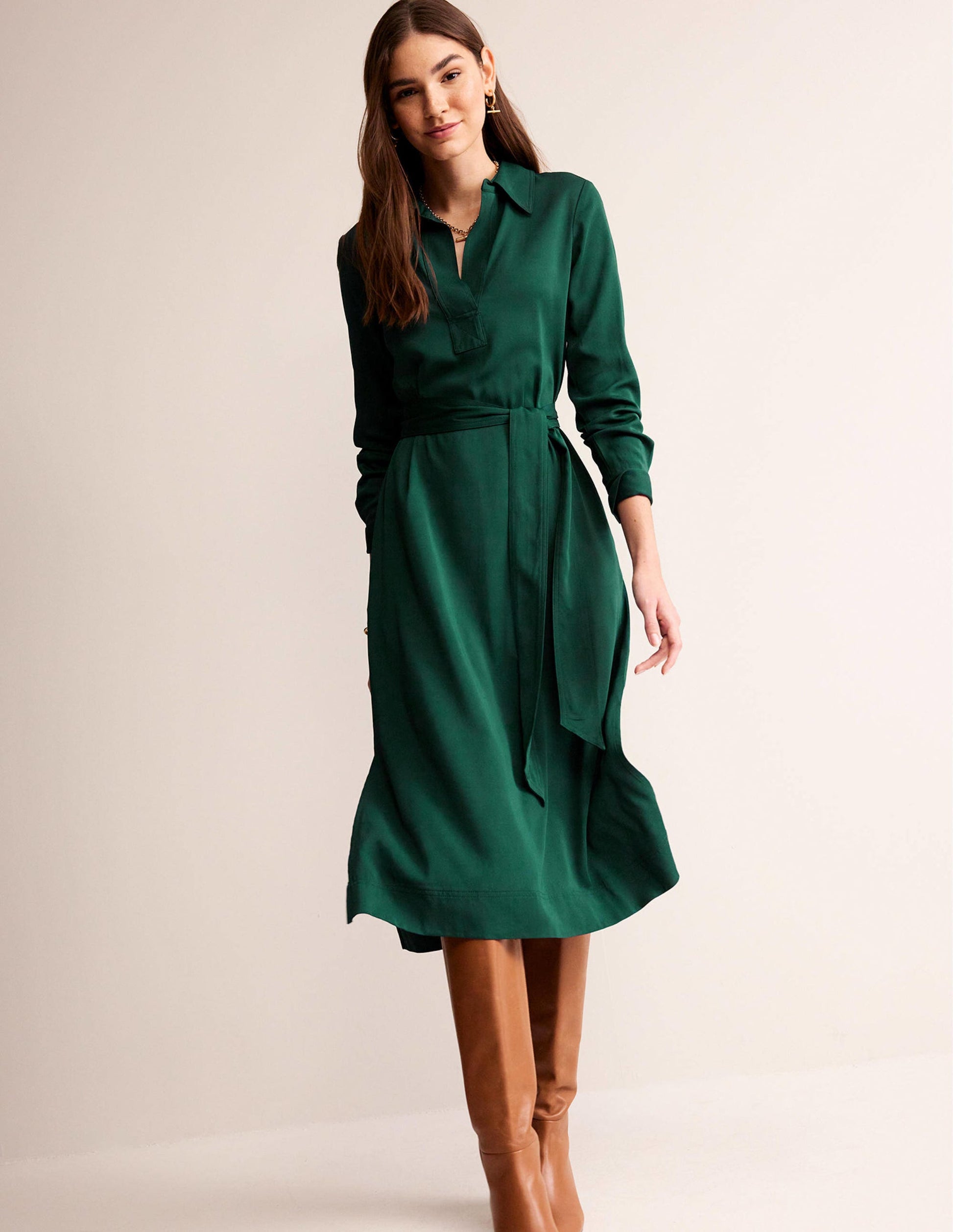 Clean Midi Pop Over Dress-Emerald Night-4