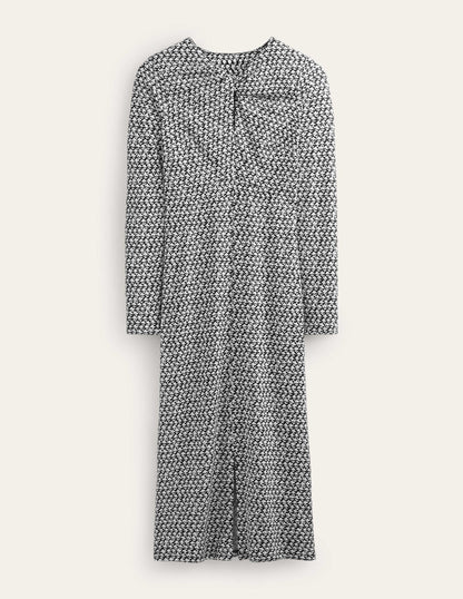 Empire Knot Midi Dress-Black, Lily Sprig-5