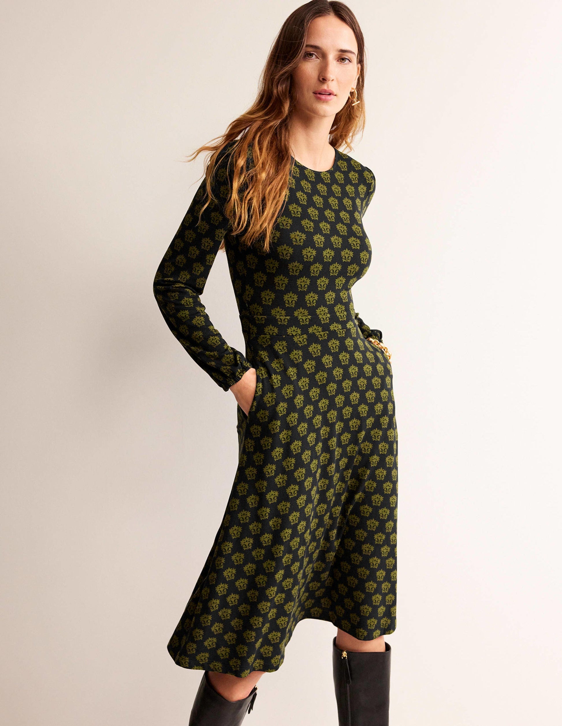 Camille Jersey Midi Dress-Black, Lily-4