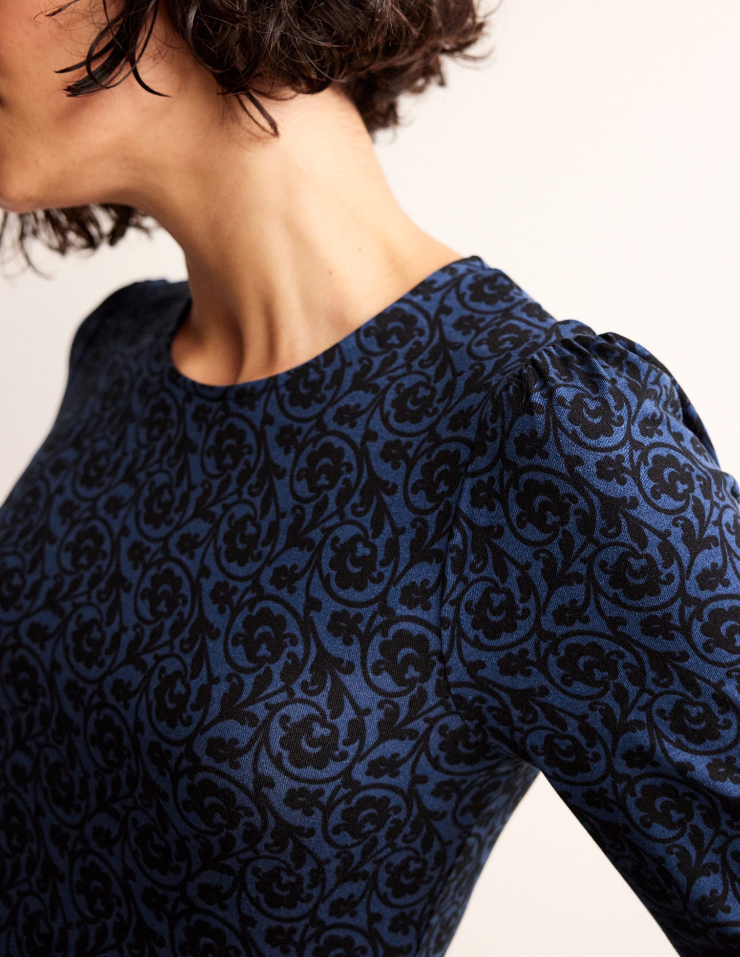 Camille Jersey Midi Dress-Atlantic, Primrose Swirl