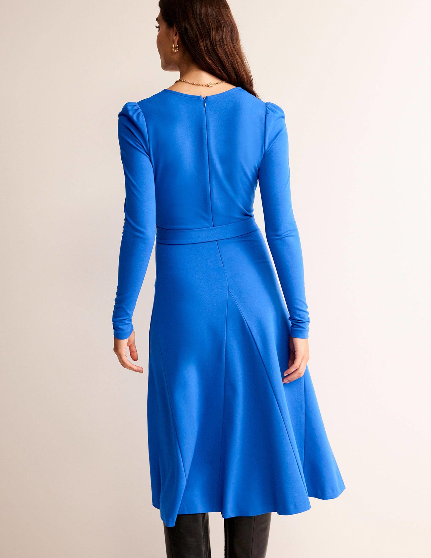 Bella Ponte V-Neck Midi Dress-Bright Blue