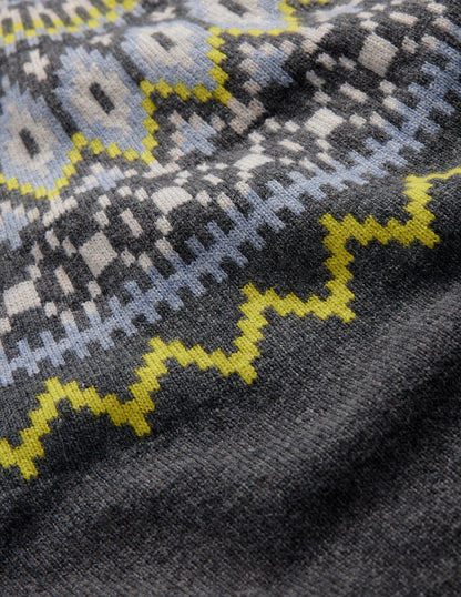 Edith Fair Isle Knitted Dress-Charcoal Melange-6