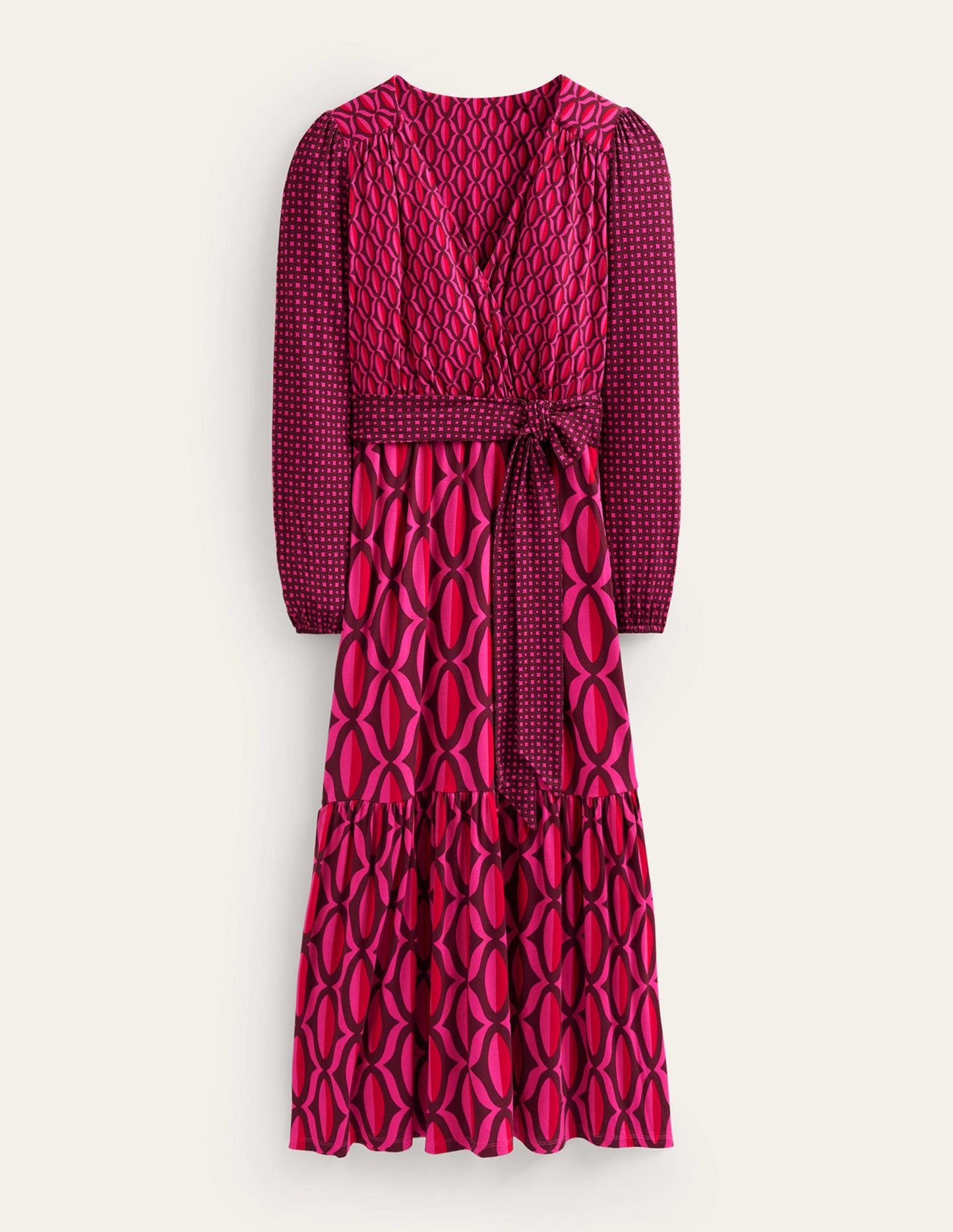 Jersey Maxi Wrap Dress-Vibrant Pink, Geo Valley