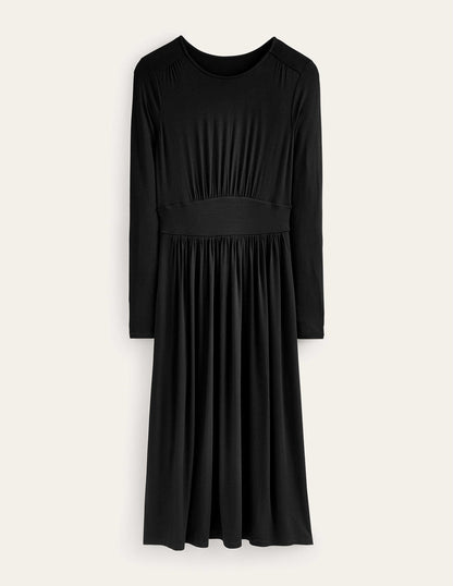 Thea Long Sleeve Midi Dress-Black