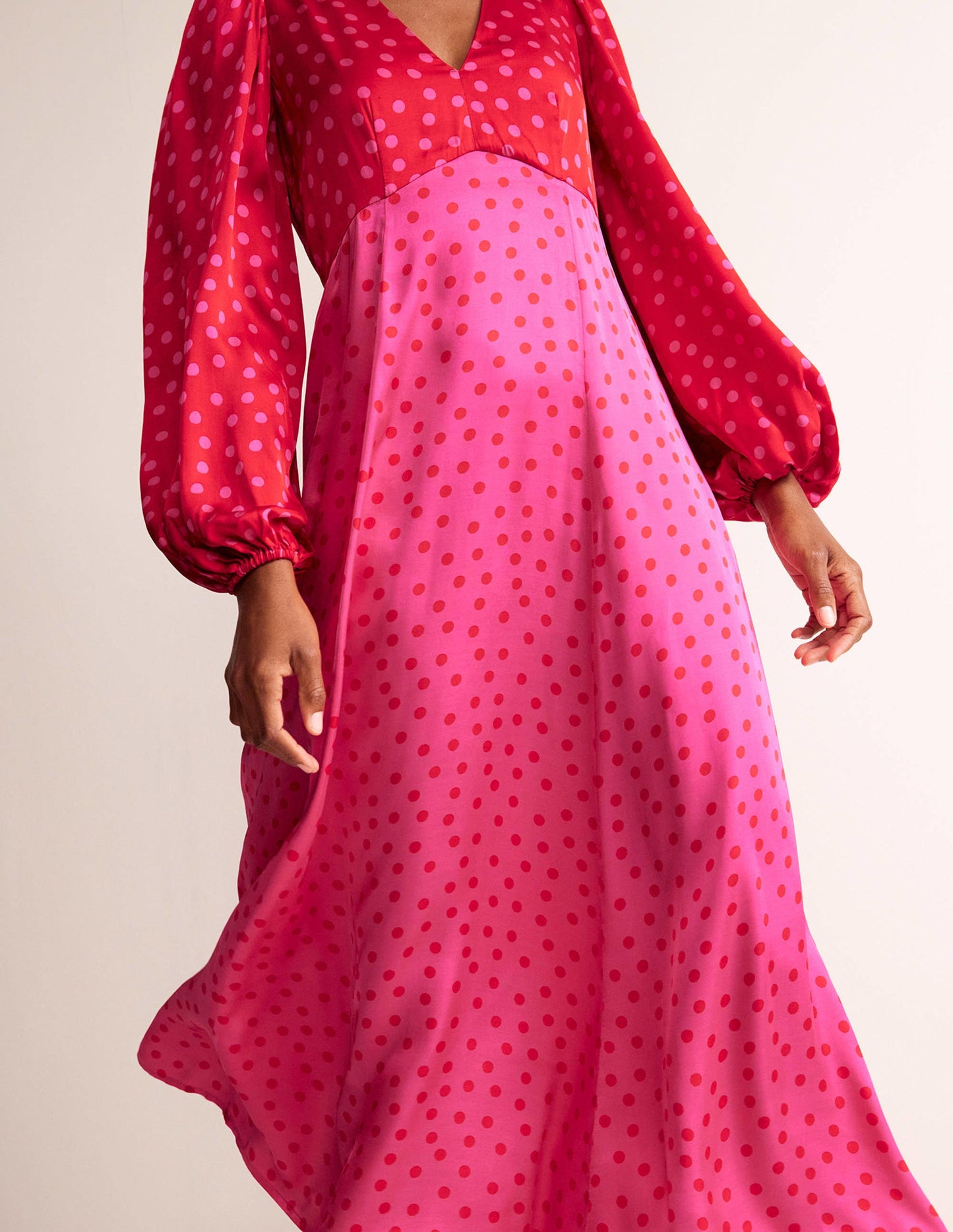Blouson Sleeve Midi Tea Dress-Salsa, Dotty Spot
