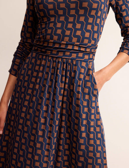 Abigail Jersey Dress-Cognac, Cube Geo