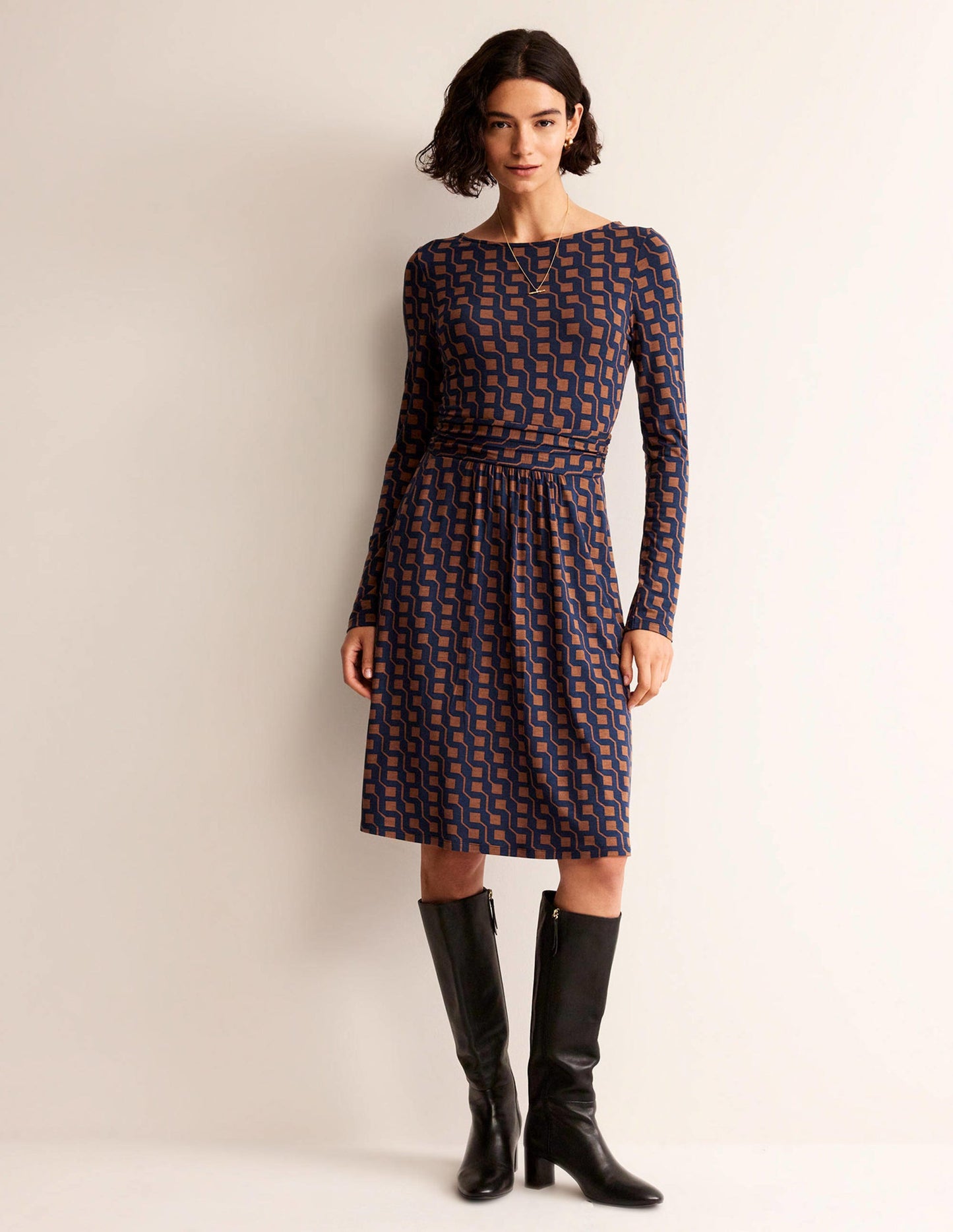 Abigail Jersey Dress-Cognac, Cube Geo