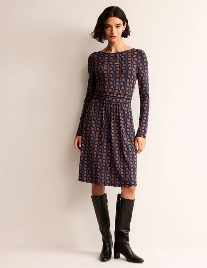 Abigail Jersey Dress-Cognac, Cube Geo-5