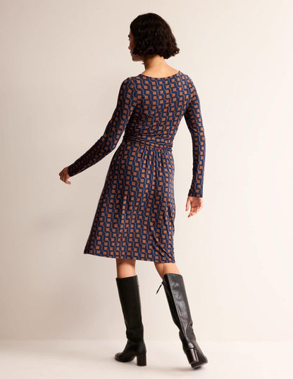 Abigail Jersey Dress-Cognac, Cube Geo-6