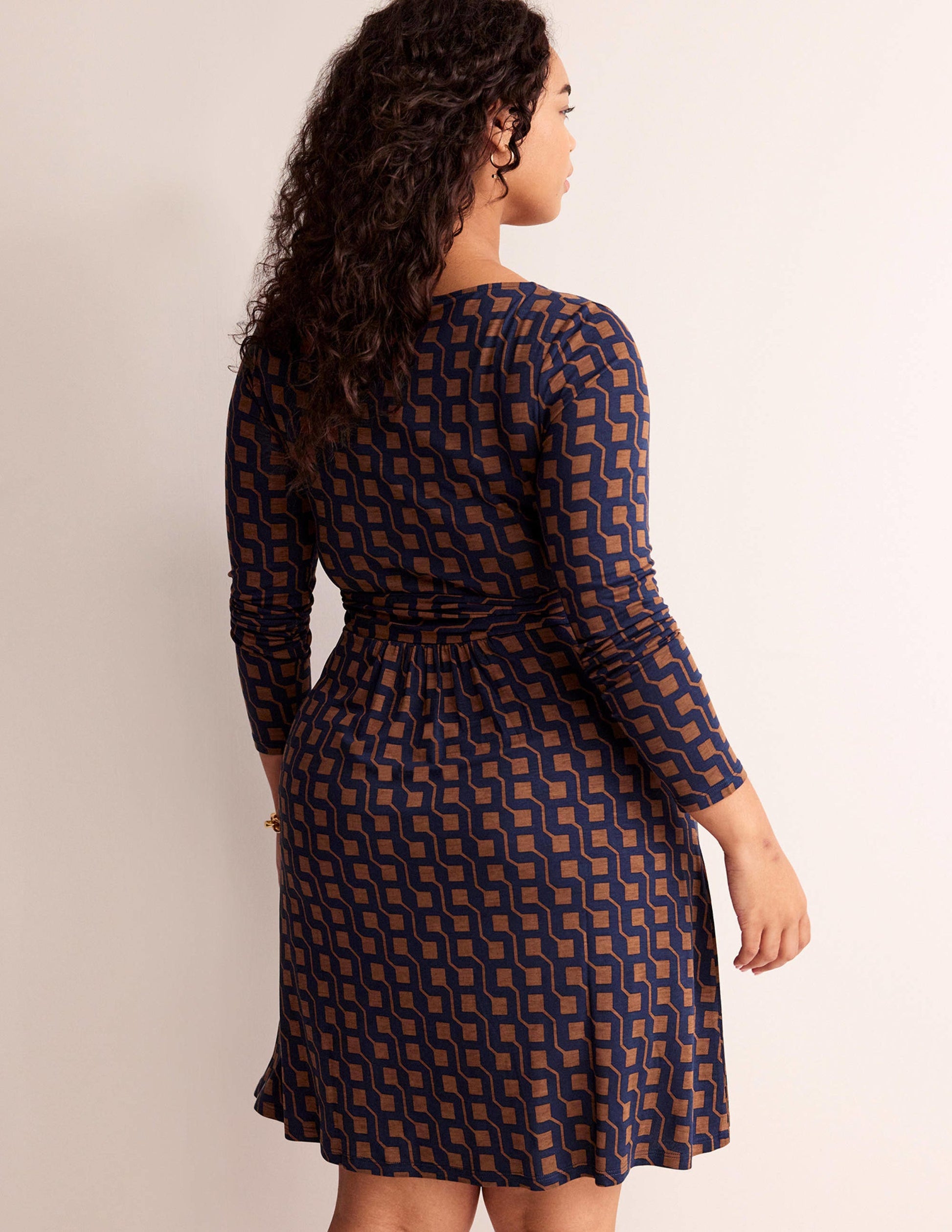 Abigail Jersey Dress-Cognac, Cube Geo-8