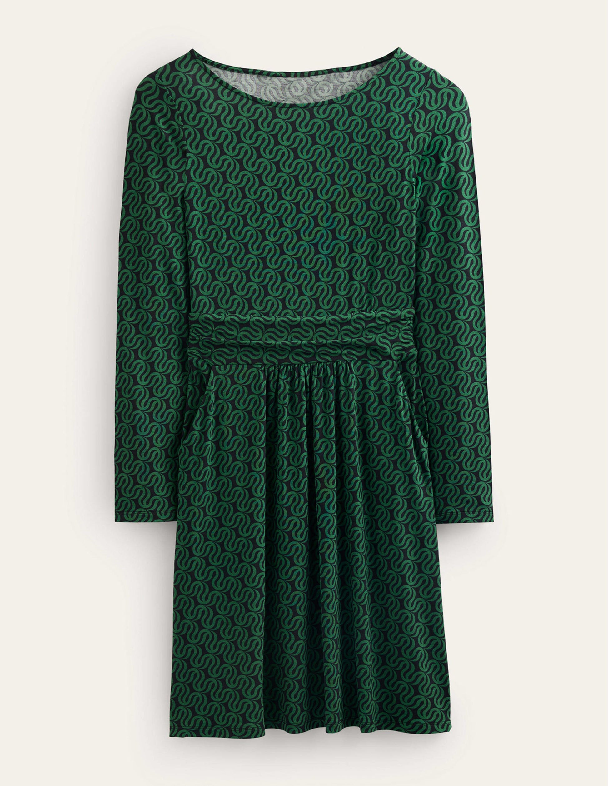 Abigail Jersey Dress-Black, Ribbon Wave-7