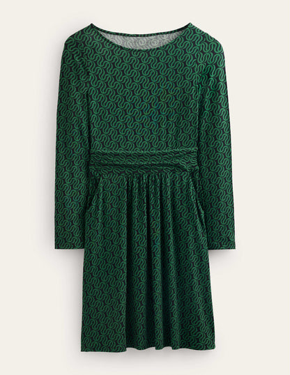 Abigail Jersey Dress-Black, Ribbon Wave-7