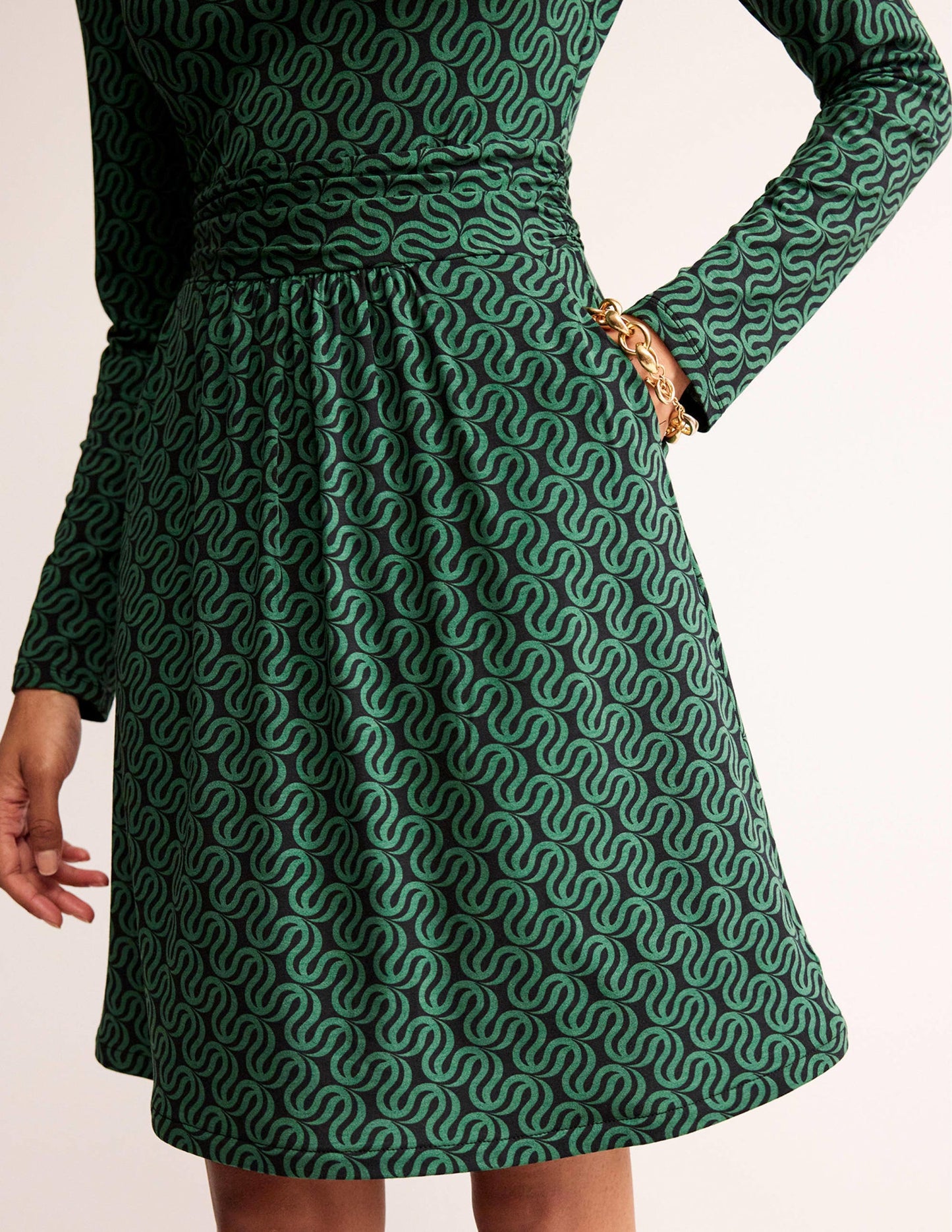 Abigail Jersey Dress-Black, Ribbon Wave
