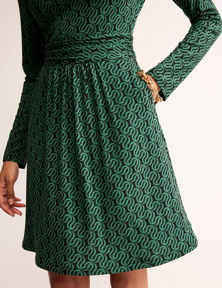 Abigail Jersey Dress-Black, Ribbon Wave